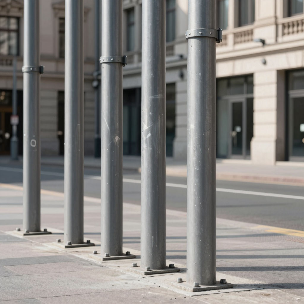 Монтаж металлических опор освещения 